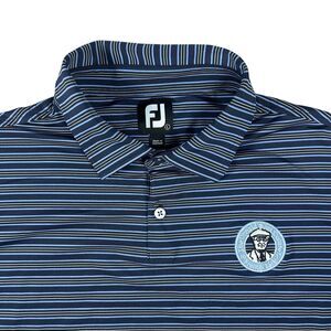 Footjoy Golf Polo Shirt Men’s Large Blue Striped Donald Ross Course Embroidered